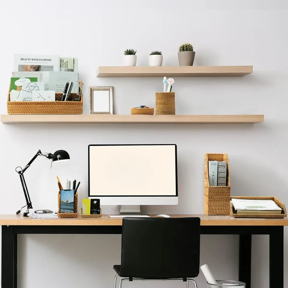 Rattan Desk Organizer Set Low Moq
