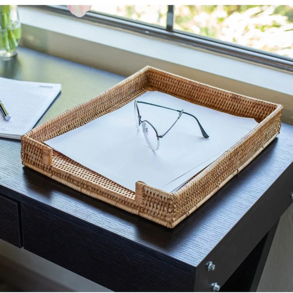 Rattan Office Paper Tray Eco Friendly
