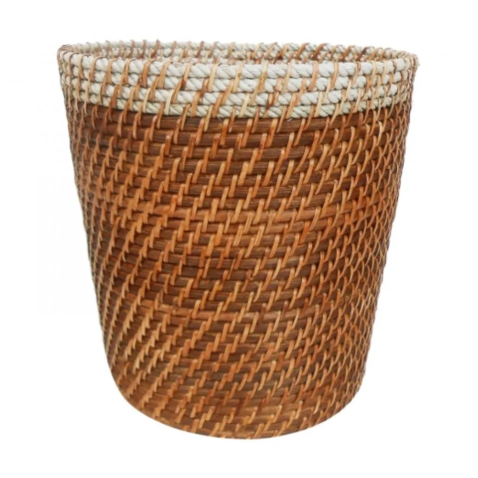 Rattan Round Waste Basket Handicraft