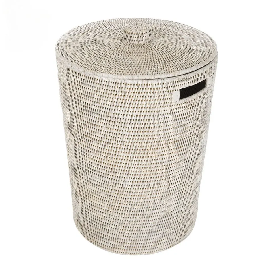 Round Rattan Laundry hamper Basket With Lid Wholesaler