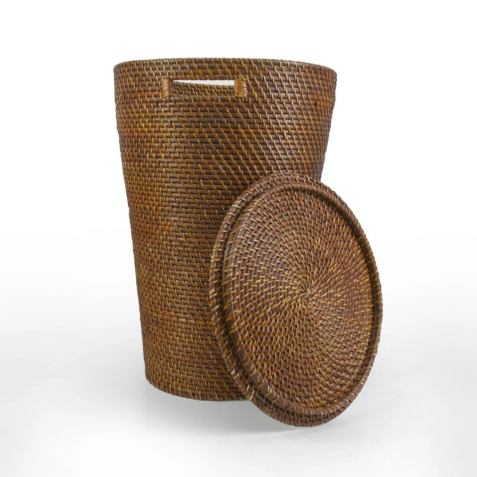 Round Rattan Laundry hamper Basket With Lid Short Lead Time