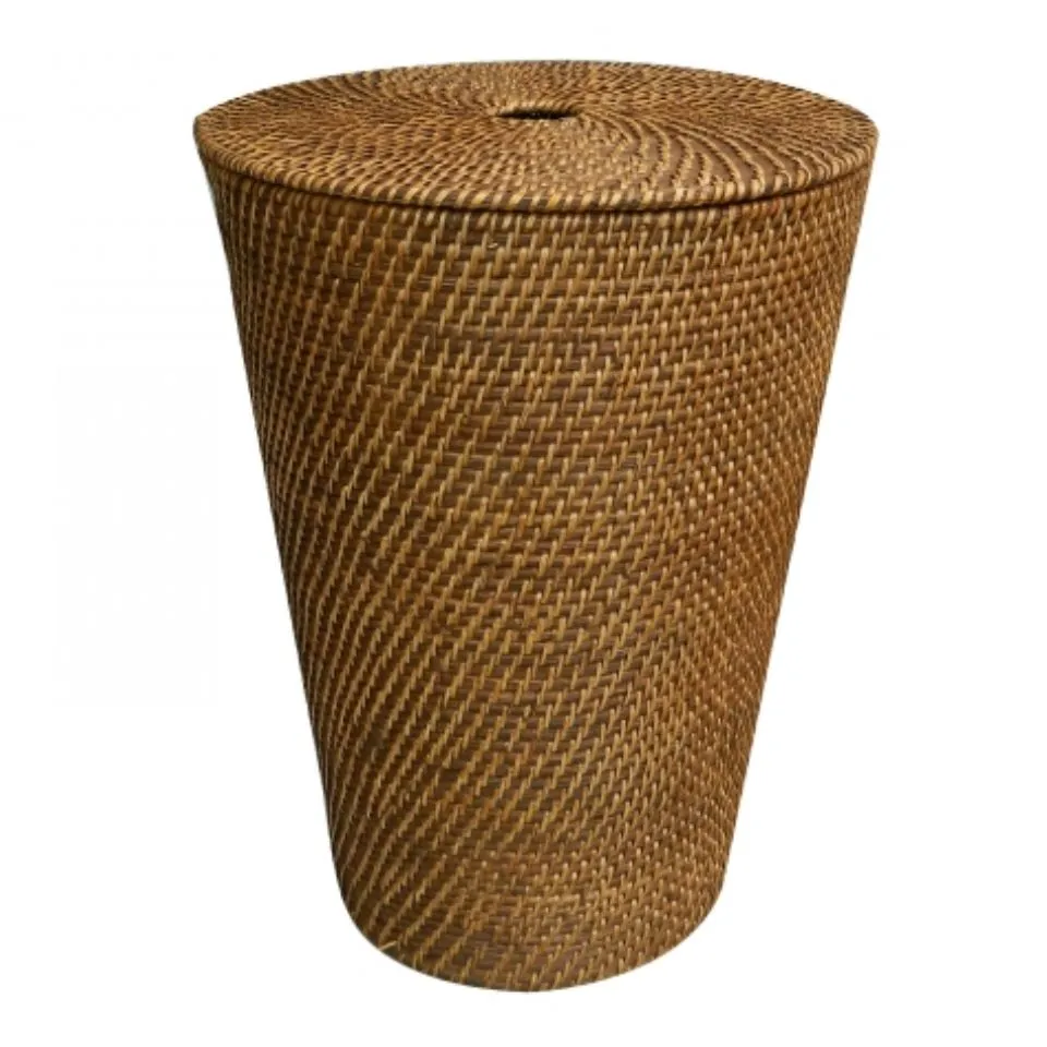 Round Rattan Laundry hamper Basket With Lid Supplier