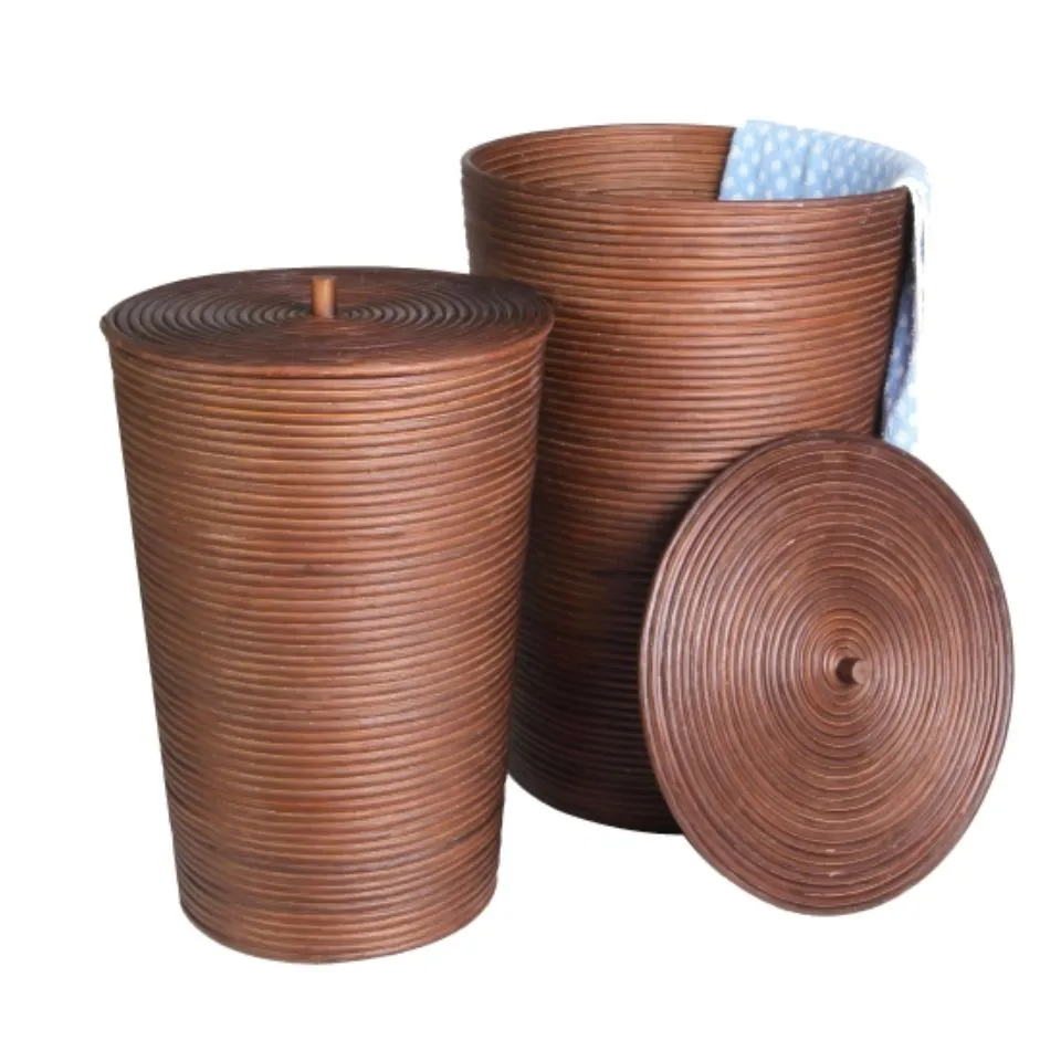 Round Rattan Laundry hamper Basket With Lid Custom