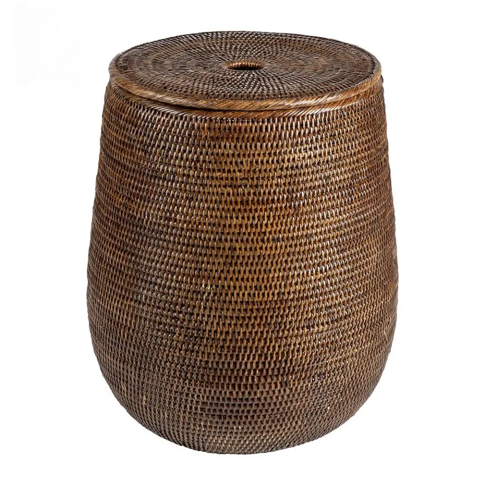 Round Rattan Laundry hamper Basket With Lid Hight Quality