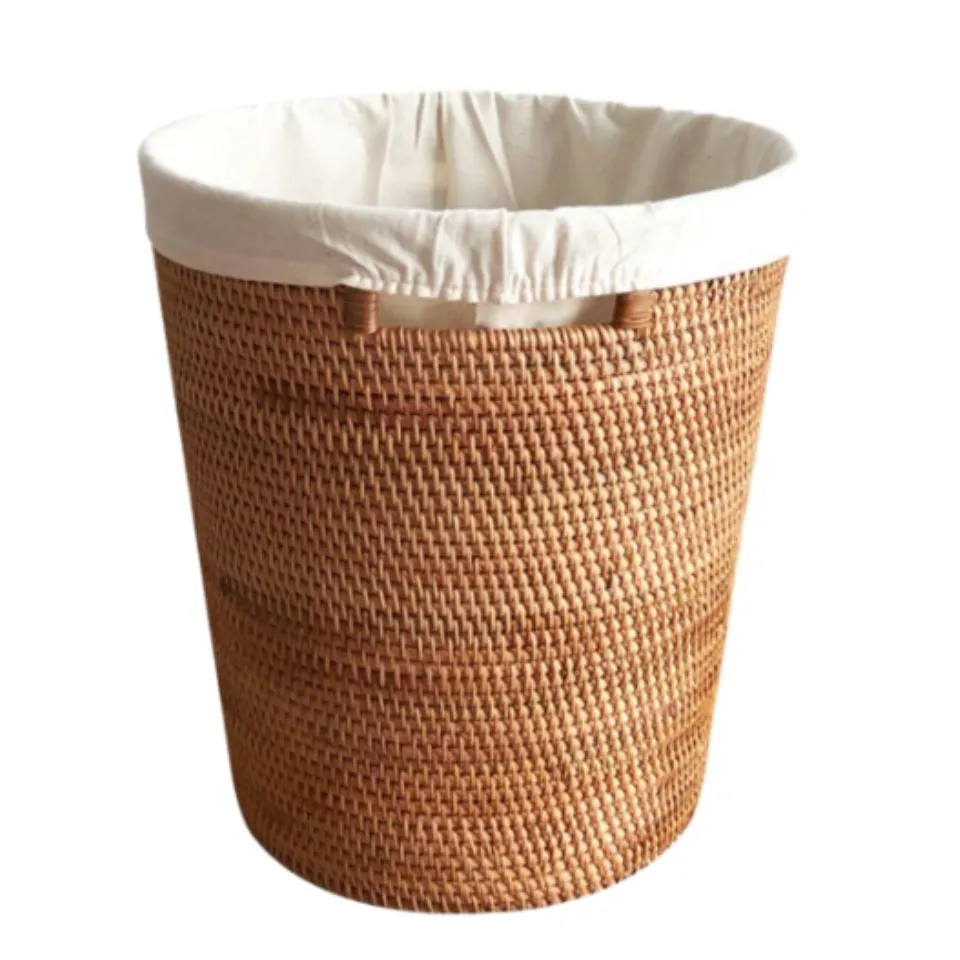 Round Rattan Laundry Hamper Basket Private Label