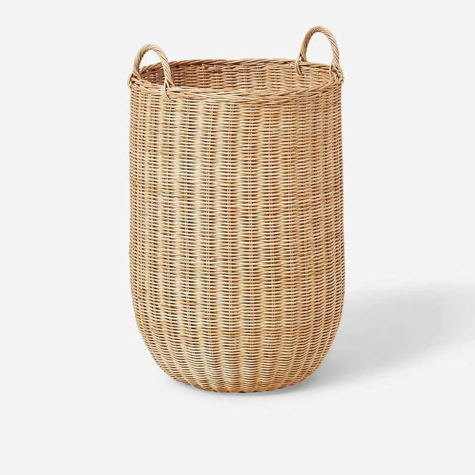 Round Rattan Laundry Hamper Basket Low Moq